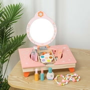 Robud Girl's Vanity Dressing Table Toy Set,Pretend Play Makeup Station with Mirror and Accessories, Perfect Gift for Girls 3+